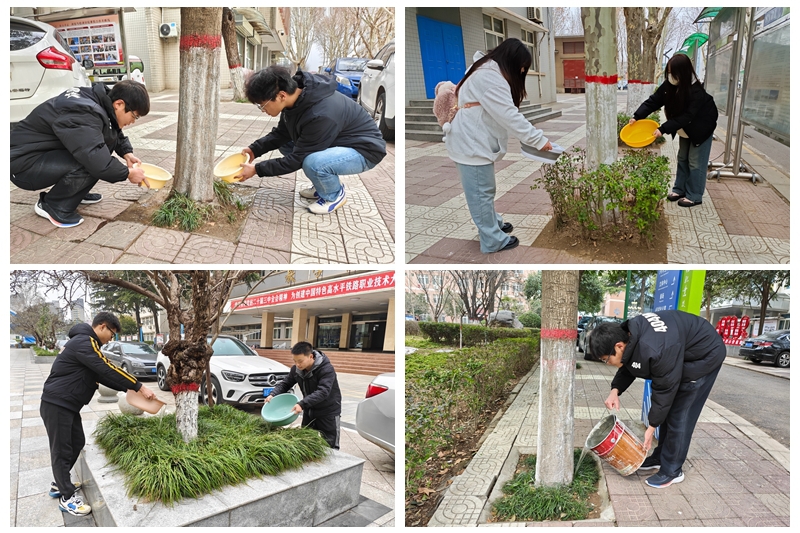 植树节、学雷锋，管理学子为校园树木浇水护绿